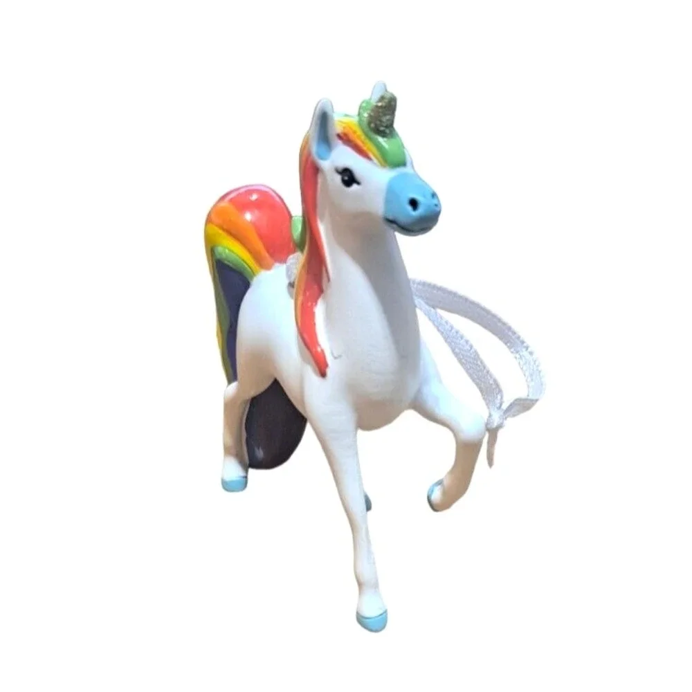 Lot of 3 Christmas Ornaments 2 Hallmark Unicorn and Llama Lollipop Rainbow